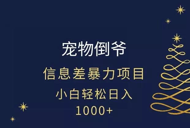 宠物倒爷,暴利的信息差项目,足不出户就有客户,年轻人都喜欢宠物!