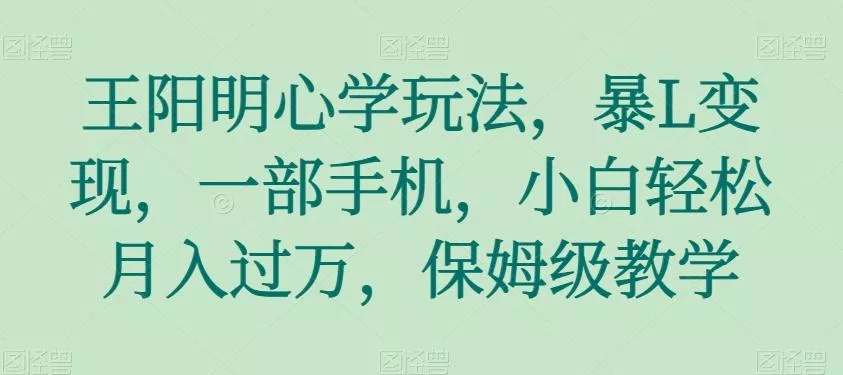 王阳明心学玩法,暴L变现,一部手机,小白轻松月入过万,保姆级教学【揭秘】