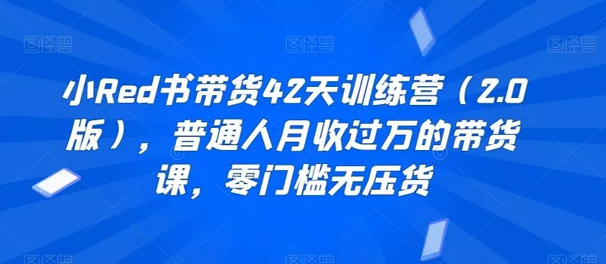 小Red书带货42天训练营(2.0版),普通人月收过万的带货课,零门槛无压货