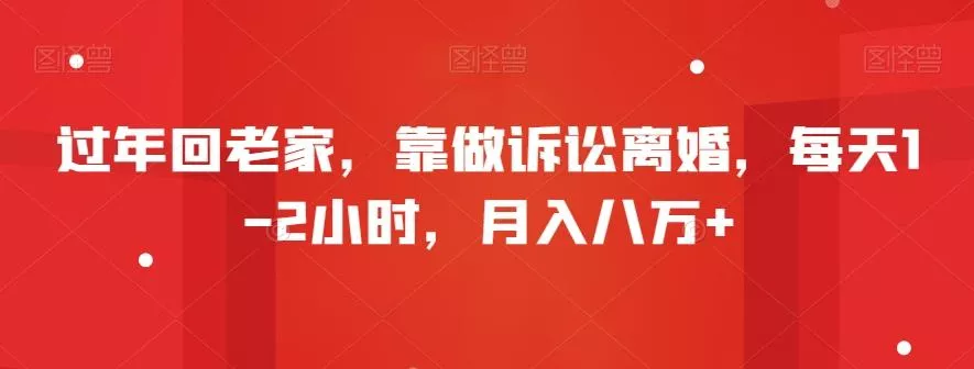 过年回老家,靠做诉讼离婚,每天1-2小时,月入八万+