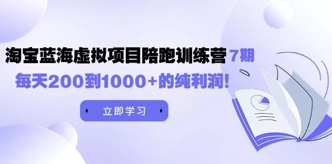(9541期)黄岛主《淘宝蓝海虚拟项目陪跑训练营7期》每天200到1000+的纯利润