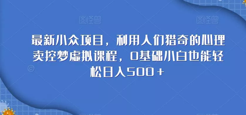 最新小众项目,利用人们猎奇的心理卖控梦虚拟课程,0基础小白也能轻松日入500+