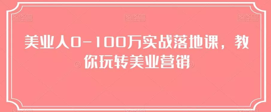 美业人0-100万实战落地课,教你玩转美业营销