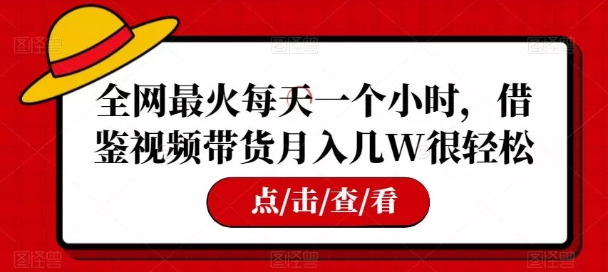 全网最火每天一个小时,借鉴视频带货月入几W很轻松【揭秘】