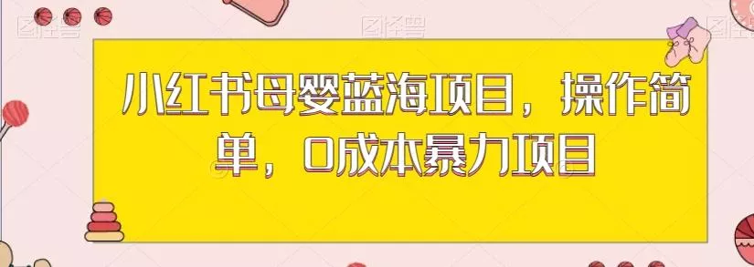 小红书母婴蓝海项目,操作简单,0成本暴力项目