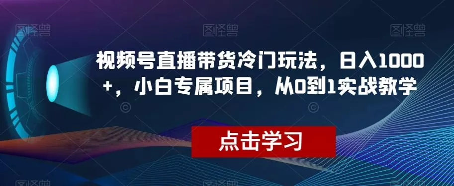 视频号直播带货冷门玩法,日入1000+,小白专属项目,从0到1实战教学【揭秘】