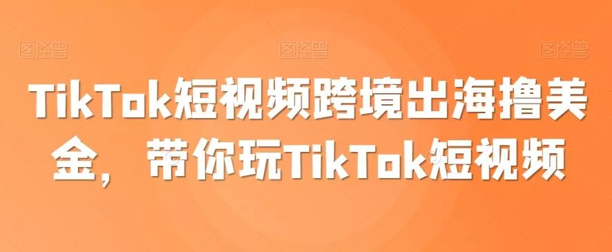 TikTok短视频跨境出海撸美金，带你玩TikTok短视频