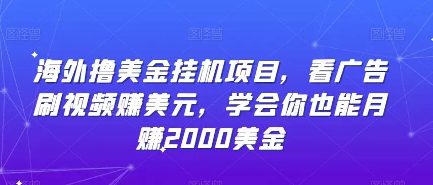 海外撸美金挂机项目,看广告刷视频赚美元,学会你也能月赚2000美金