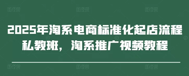 2025年淘系电商标准化起店流程私教班,淘系推广视频教程