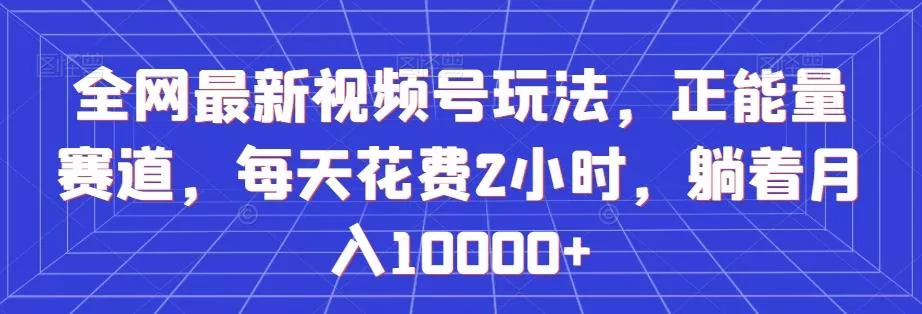 全网最新视频号玩法,正能量赛道,每天花费2小时,躺着月入10000+【揭秘】