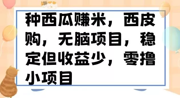 种西瓜赚米,西皮购稳定长久零撸小项目