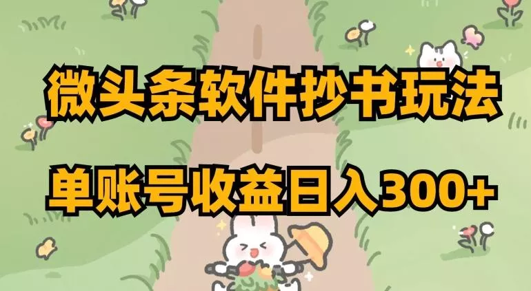 微头条软件抄书玩法,单账号收益日入300+【揭秘】
