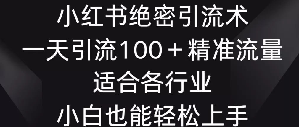 小红书绝密引流术,一天引流100+精准流量,适合各个行业,小白也能轻松上手【揭秘】