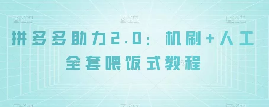 拼多多助力2.0:机刷+人工全套喂饭式教程【揭秘】