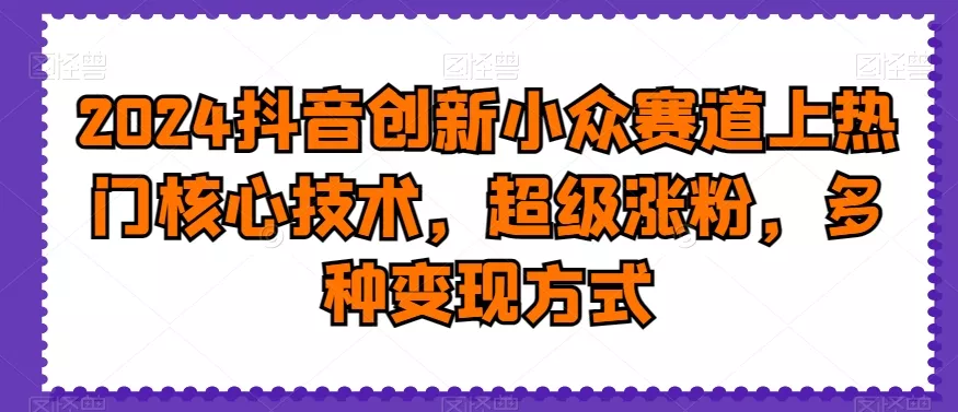 2024抖音创新小众赛道上热门核心技术，超级涨粉，多种变现方式【揭秘】