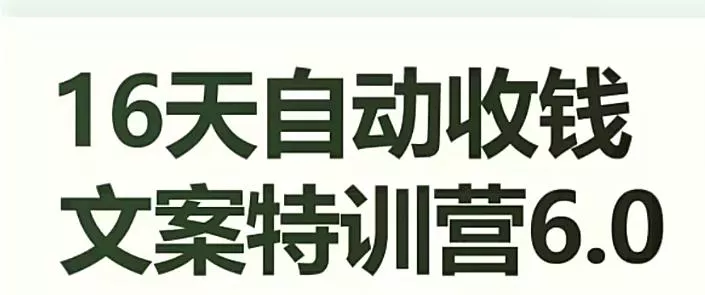 16天自动收钱文案特训营6.0,学会儿每天自动咔咔收钱