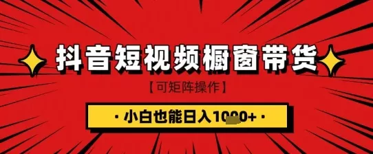 抖音短视频食品橱窗带货,小白轻松上手日入1k+【揭秘】