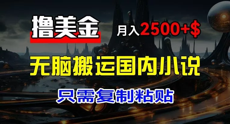 最新撸美金项目,搬运国内小说爽文,只需复制粘贴,稿费月入2500+美金,新手也能快速上手【揭秘】