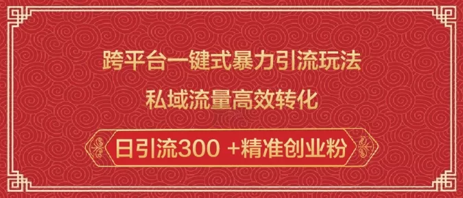 跨平台一键式暴力引流玩法,私域流量高效转化日引流300 +精准创业粉