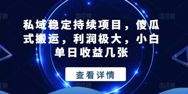 私域稳定持续项目,傻瓜式搬运,利润极大,小白单日收益几张【揭秘】