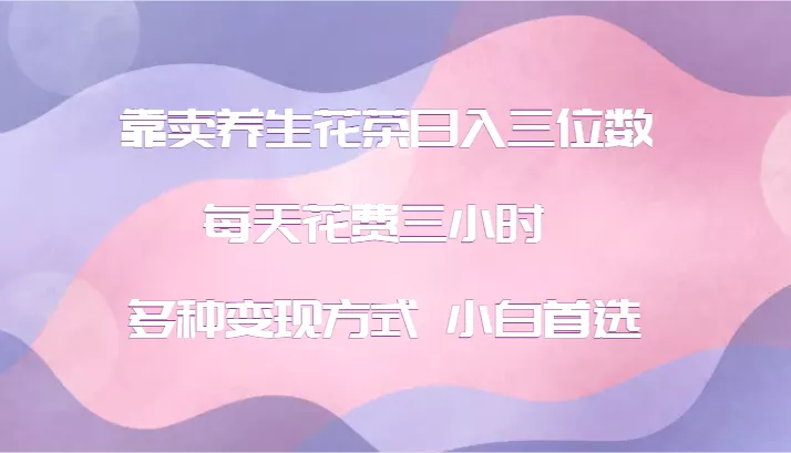 靠卖养生花茶日入三位数，每天花费三小时 多种变现方式 小白首选