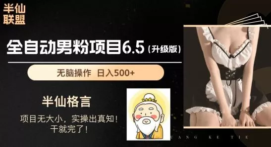 男粉项目6.5升级版,全自动男粉项目,日收入1K+【揭秘】