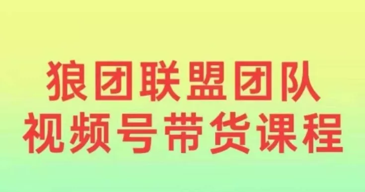 狼团联盟2024视频号带货,0基础小白快速入局视频号