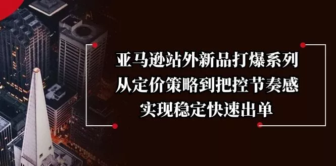 亚马逊站外新品打爆系列，从定价策略到把控节奏感，实现稳定快速出单