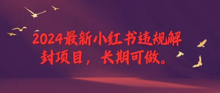 2024最新小红书违规解封项目,长期可做,一个可以做到退休的项目【揭秘】