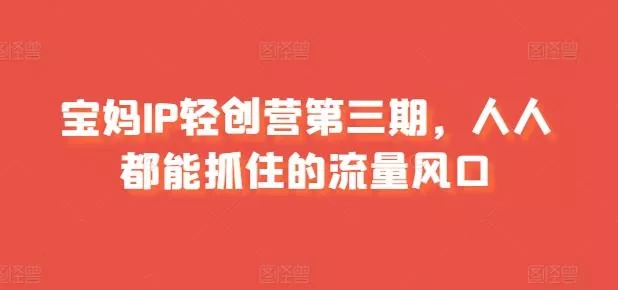 宝妈IP轻创营第三期,人人都能抓住的流量风口