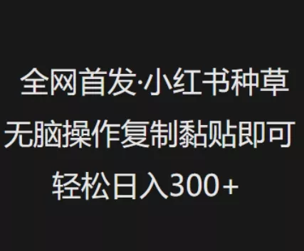 全网首发,小红书种草无脑操作,复制黏贴即可,轻松日入3张