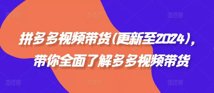 拼多多视频带货(更新至2024),带你全面了解多多视频带货